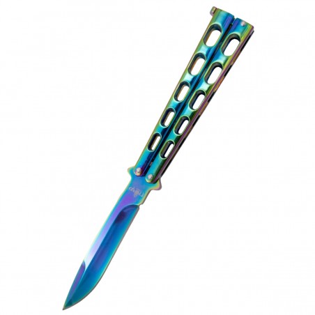 Nóż składany motylek Third Balisong Shiny Rainbow Stainless Steel, Shiny Rainbow (K2919W)