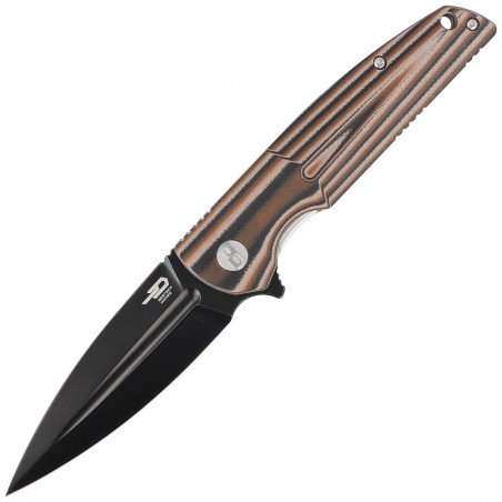 Nóż składany Bestech Fin Black / Orange / Beige G10, Black Stonewashed 14C28N (BG34C-3)