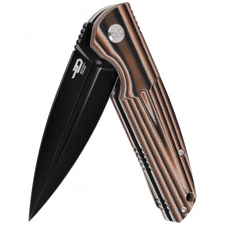 Nóż składany Bestech Fin Black / Orange / Beige G10, Black Stonewashed 14C28N (BG34C-3)