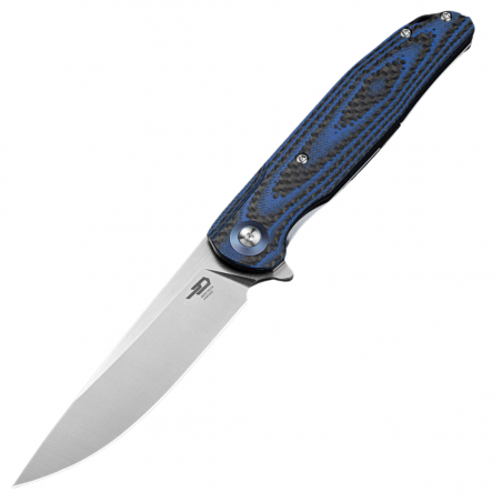 Nóż składany Bestech Ascot Blue Carbon Fiber/G10, Satin D2 (BG19C)