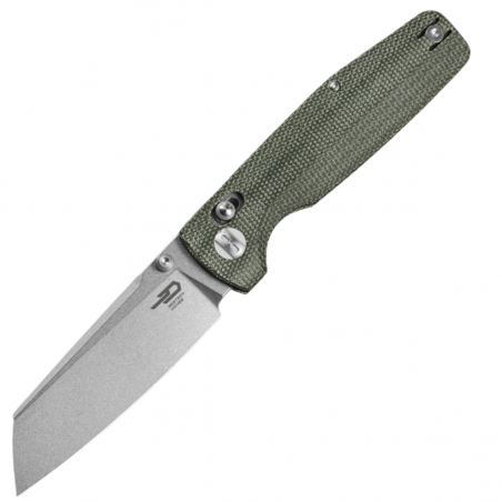 Nóż składany Bestech Slasher Green Micarta, Stonewashed D2 (BG56B-1)