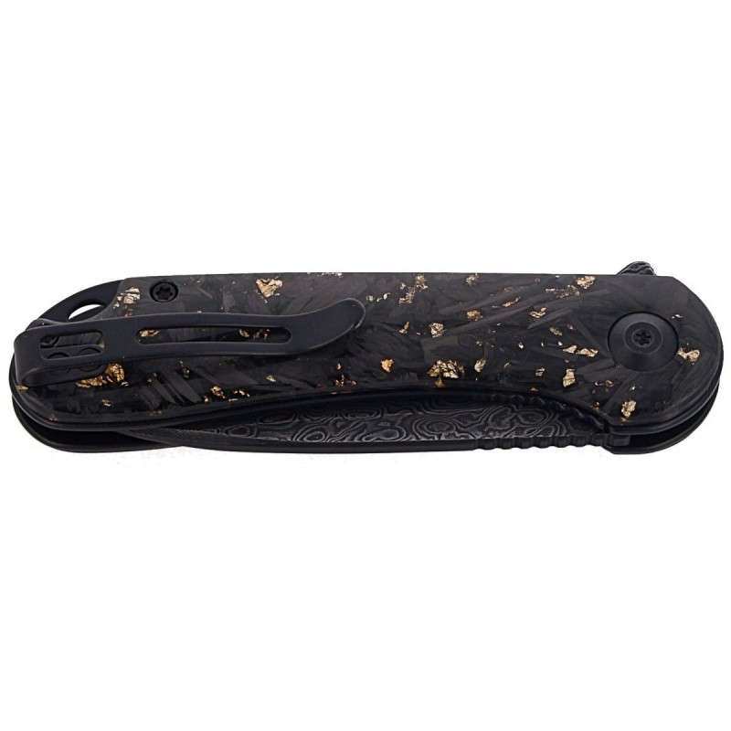 Nóż składany CIVIVI Elementum Flipper Shredded Carbon Fiber / Golden Shred, Black Damascus (C907C-DS1)