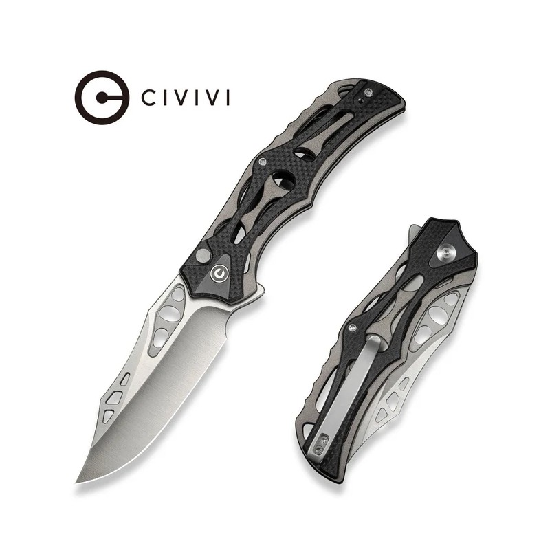 Nóż składany Civivi Biophase Gray Aluminium/Black G10, Satin Nitro-V (C23083C-3)