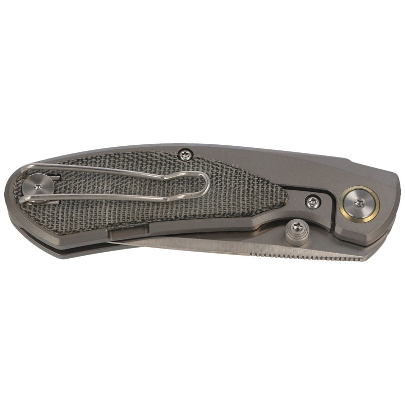 Nóż składany Bestech Lito Titanium / Black Canvas Micarta, Satin M390 by Ostap Hel (BT2307A)