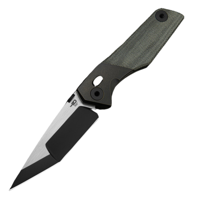 Nóż składany Bestech Cetus Black Bronze Titanium / Black Canvas Micarta, Black PVD / Satin M390 by Poltergeistworks (BT2304A)