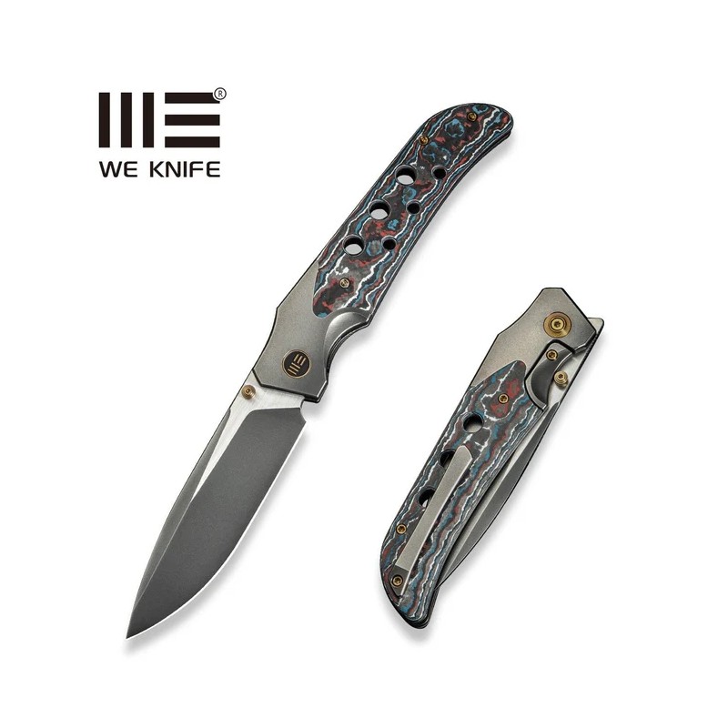 Nóż składany WE Knife WE-Guthrie Gray Titanium/Nebula Fat Carbon, Polished Gray/Satin CPM 20CV by Jason Guthrie (WE23072B-3)