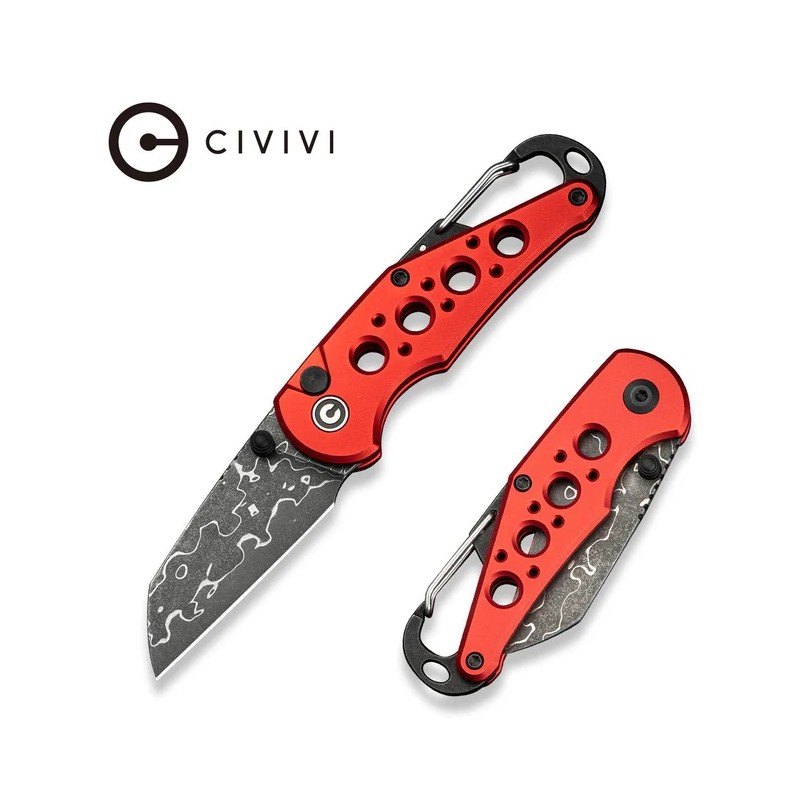 Nóż składany Civivi Pragma Red Aluminium, Damascus (C23062B-DS1)