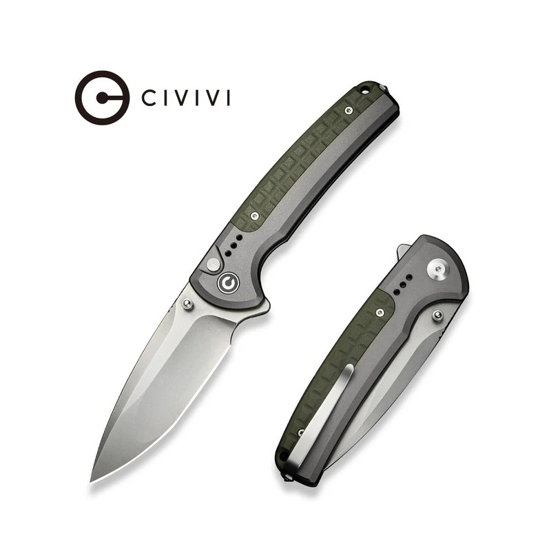 Nóż składany Civivi Sentinel Strike II Gray Aluminium/OD Green FRN, Stonewashed Nitro-V (C22025D-2)