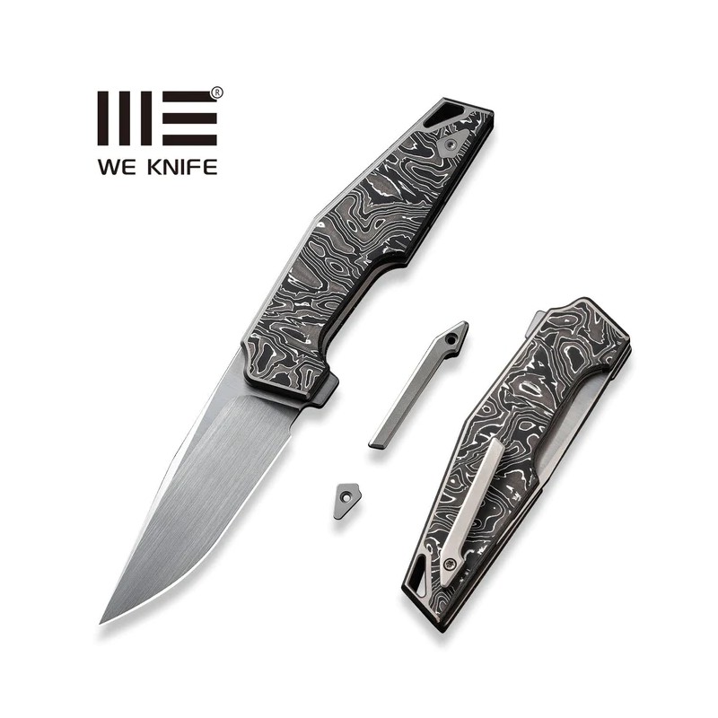 Nóż składany WE Knife OAO Gray Titanium/Aluminum Foil Carbon Fiber, Satin CPM 20CV by Tashi Bharucha (WE23001-1)