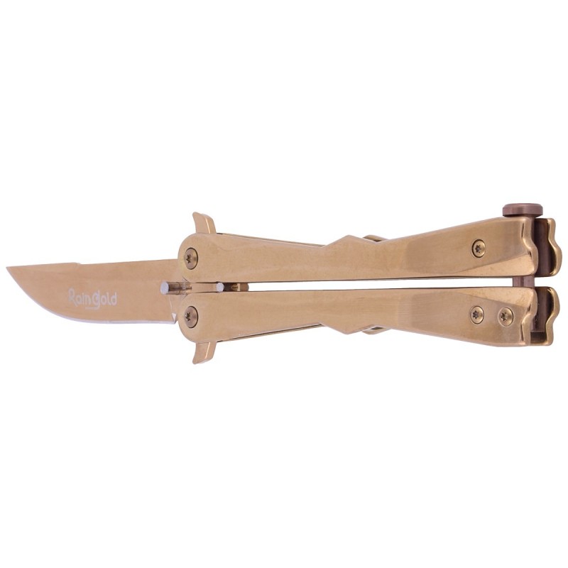 Nóż składany motylek Martinez Albainox Balisong, RainGold Finish (02165)