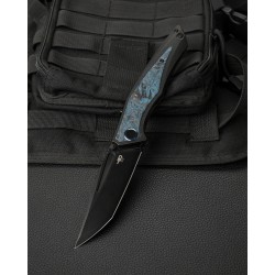 Nóż składany Bestech Togatta Black Titanium/Black-Blue Carbon Fiber, Black Stonewashed M390 by Koens Craft (BT2102H)