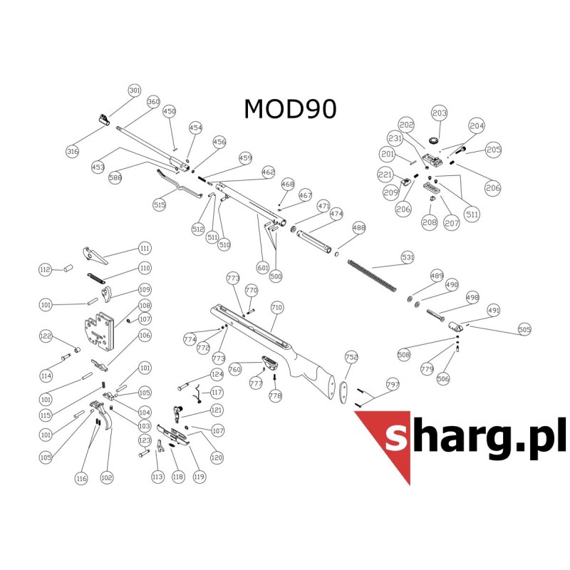 Lufa z kostką do wiatrówki Hatsan MOD 55S-90 (360)