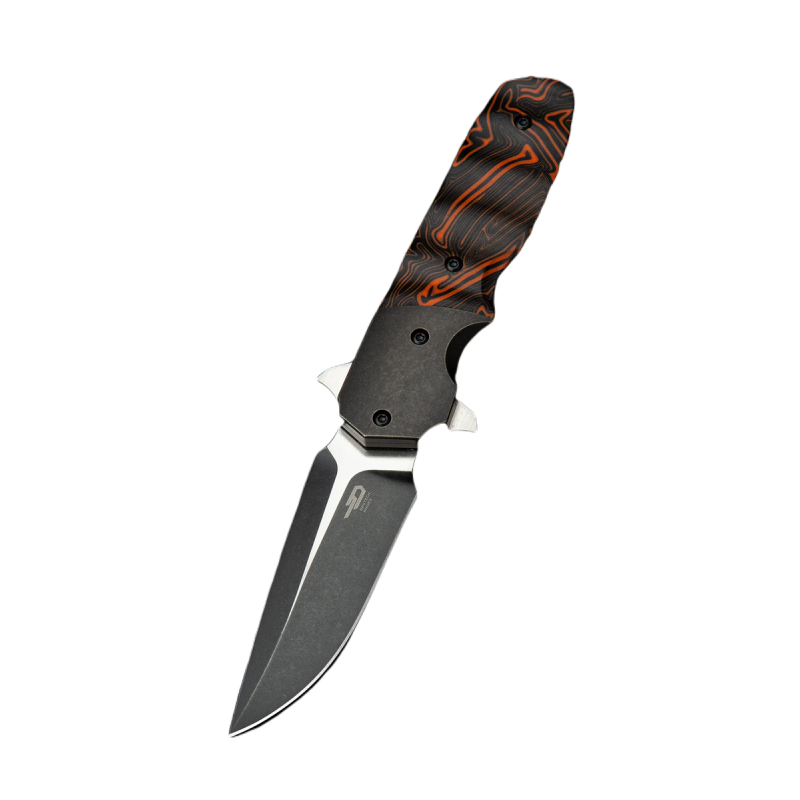 Nóż składany Bestech Freefall Black Titanium/Black-Orange G10, Black Stonewashed/Satin CPM S35VN by Jason Clark (BT2007B)