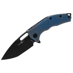 Nóż składany Heretic Medusa Manual T/E Antique Blue Titanium, Black DLC MagnaCut by Tony Marfione Jr. (H009-6A-TIBLU)