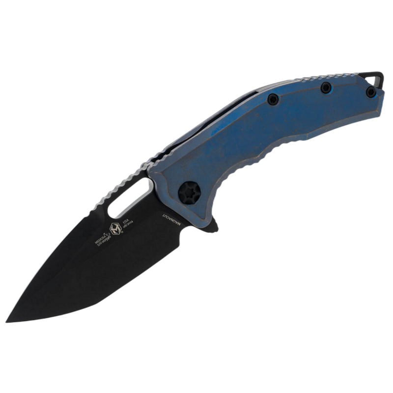 Nóż składany Heretic Medusa Manual T/E Antique Blue Titanium, Black DLC MagnaCut by Tony Marfione Jr. (H009-6A-TIBLU)