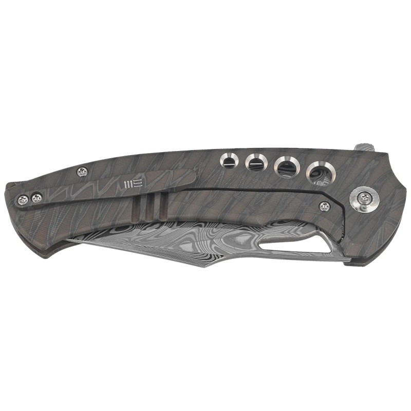 Nóż składany WE Knife Swiftfin Tiger Stripe Titanium, Damasteel Thor (WE23051-DS1)