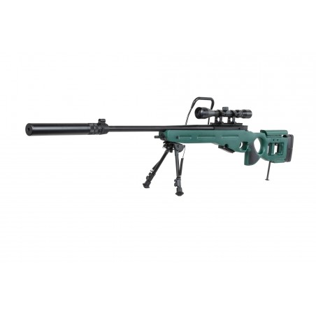 Karabin snajperski ASG Snow Wolf SW-98 z dwójnogiem, lunetą i tłumikiem Karabin snajperski ASG Snow Wolf SW-98 z dwójnogiem, lunetą i tłumikiem