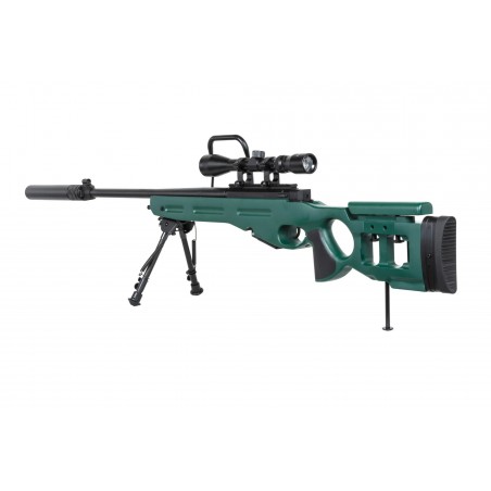 Karabin snajperski ASG Snow Wolf SW-98 z dwójnogiem, lunetą i tłumikiem Karabin snajperski ASG Snow Wolf SW-98 z dwójnogiem, lunetą i tłumikiem
