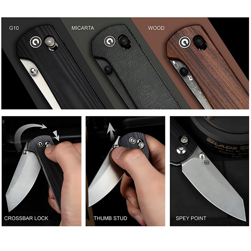 Nóż składany Civivi Yonder Dark Green Canvas Micarta, Black Stonewashed 14C28N by Zac Whitmore (C23073B-1)