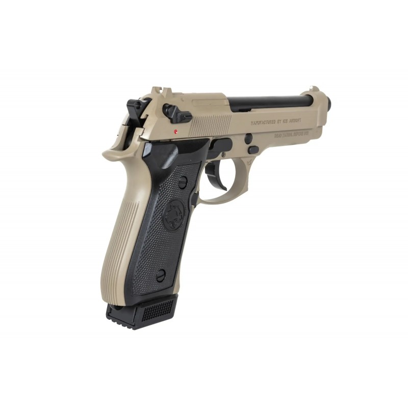 Pistolet ASG ICS BLE-BM9 Dual Power Half-Tan (z magazynkiem na CO2)