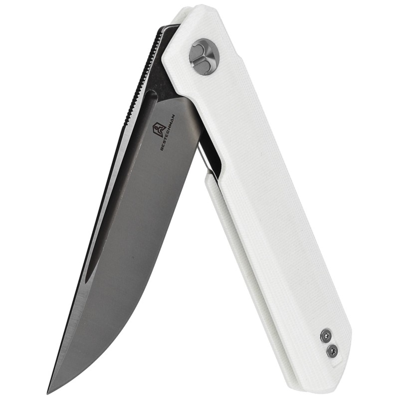 Nóż składany Bestechman Dundee White G10, Grey Titanized / Satin D2 by Ostap Hel (BMK01G)