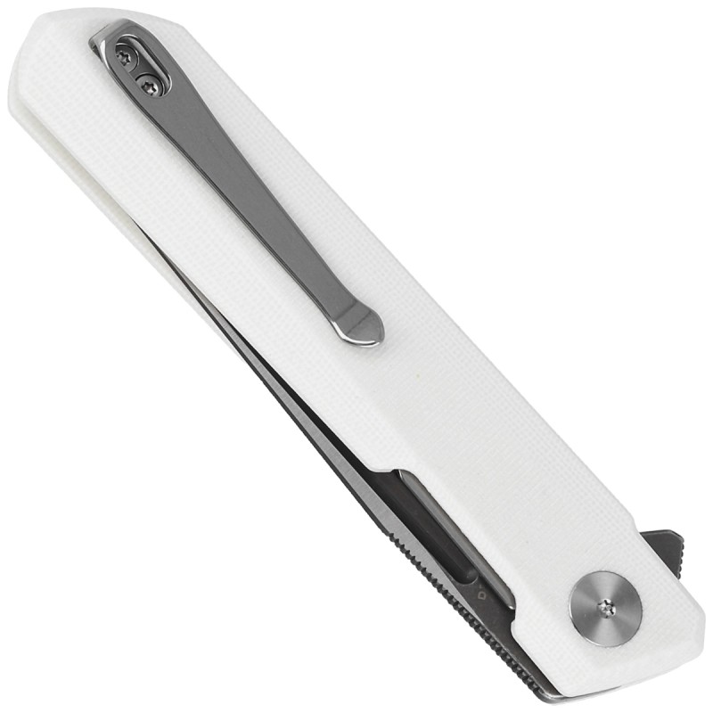 Nóż składany Bestechman Dundee White G10, Grey Titanized / Satin D2 by Ostap Hel (BMK01G)