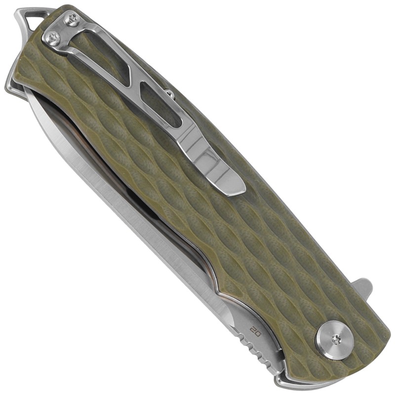 Nóż składany Bestech Grampus Olive G10, Stonewashed / Satin D2 (BG02B)