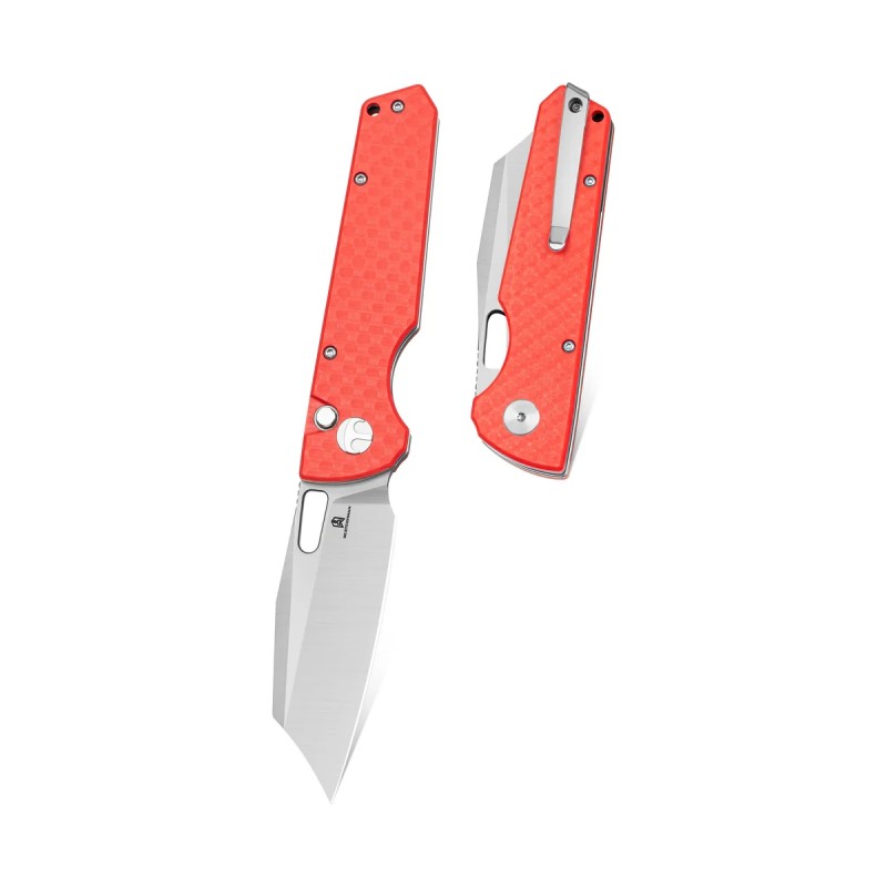 Nóż składany Bestechman Guardian Red G10 w/ Carbon Fiber Pattern, Satin D2 (BMK11C)