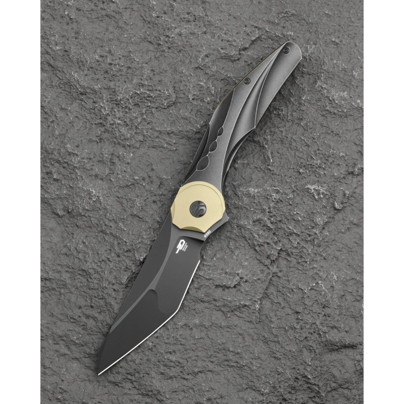 Nóż składany Bestech Excentric Black Titanium, Black Stonewashed M390 by Kombou and TNT Knives (BT2412B)
