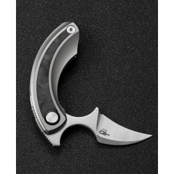 Nóż składany Bestech Strelit Gray Titanium/Black-Blue Marble Carbon Fiber, Satin/Stonewashed M390 by Ostap Hel (BT2103D)