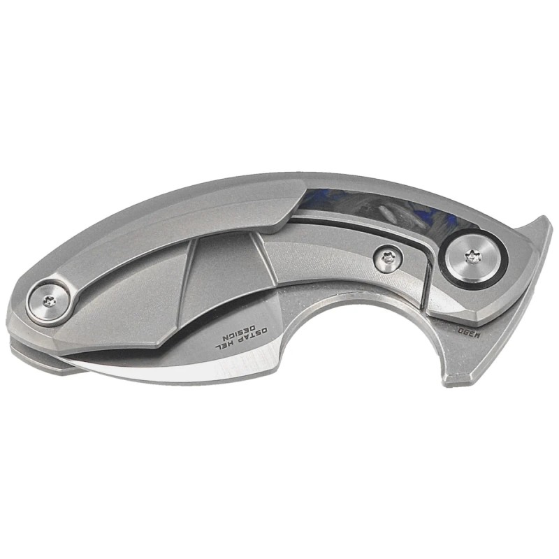 Nóż składany Bestech Strelit Gray Titanium/Black-Blue Marble Carbon Fiber, Satin/Stonewashed M390 by Ostap Hel (BT2103D)