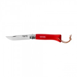 Nóż Opinel Colorama 08 inox grab czerwony z rzemieniem