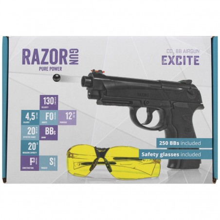 Pistolet wiatrówka RazorGun Excite 4.5mm + Okulary (337-004) Pistolet wiatrówka RazorGun Excite 4.5mm + Okulary (337-004)
