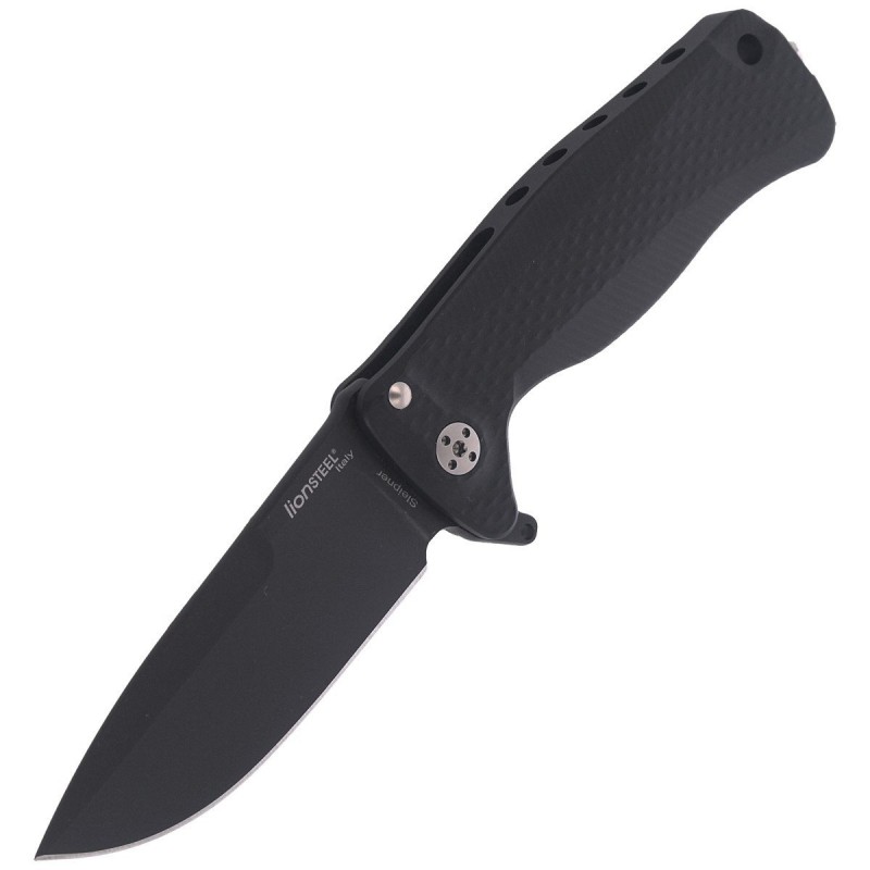 Nóż składany LionSteel SR22A Black Aluminum, Black Sleipner by Molletta (SR22A BB)