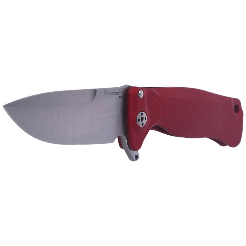 Nóż składany LionSteel SR22A Red Aluminum, Satin Sleipner by Molletta (SR22A RS)