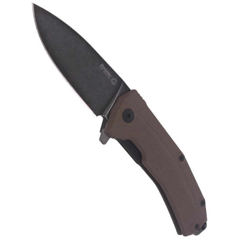 Nóż składany LionSteel KUR G10 Brown, Black Stone Washed (KUR BBR)