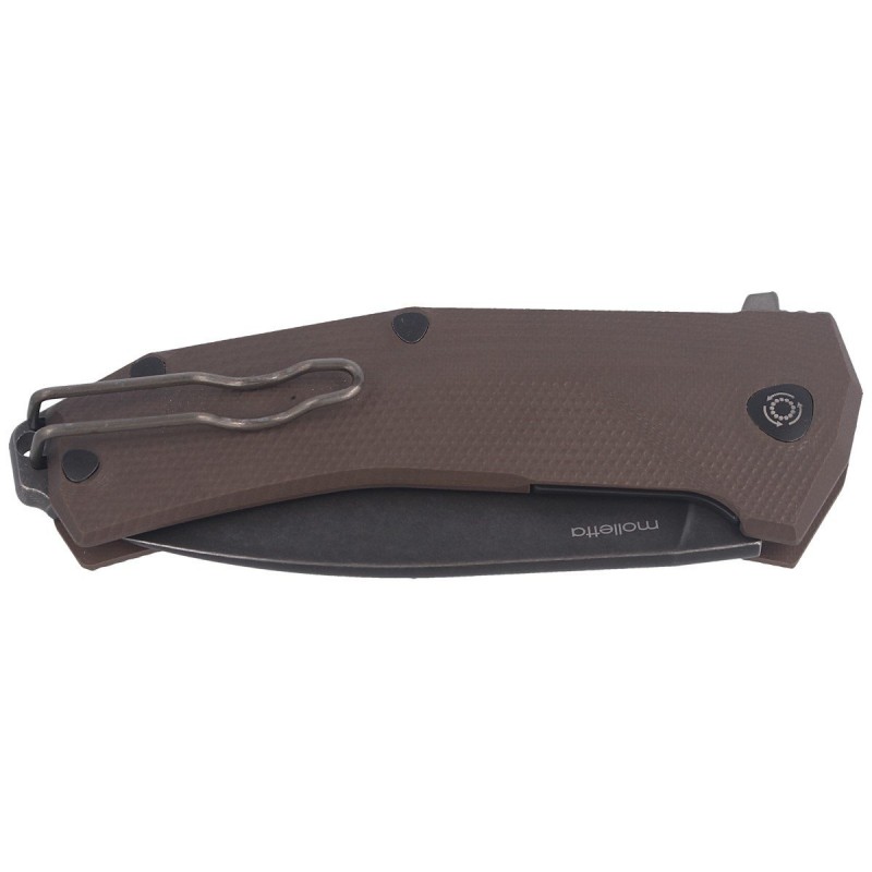 Nóż składany LionSteel KUR G10 Brown, Black Stone Washed (KUR BBR)