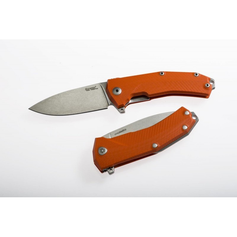 Nóż składany LionSteel KUR G10 Orange, Stone Washed Blade (KUR OR)