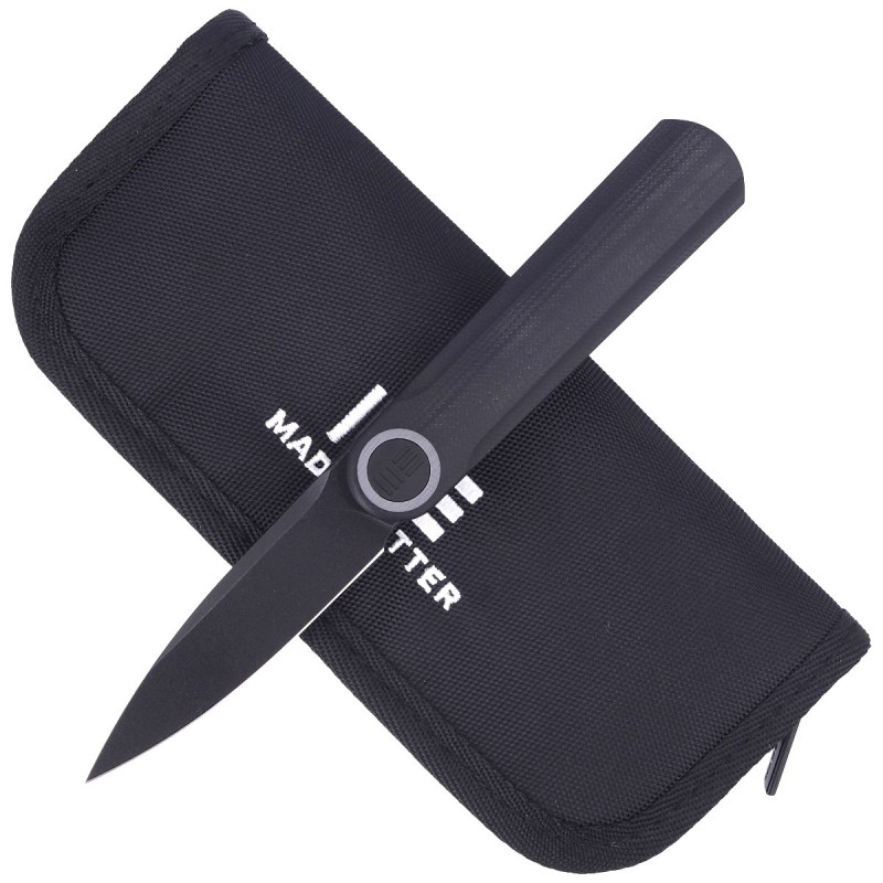 Nóż składany WE Knife Eidolon Drop Point Black G10, Black Stonewashed by Justin Lundquist (WE19074A-D)