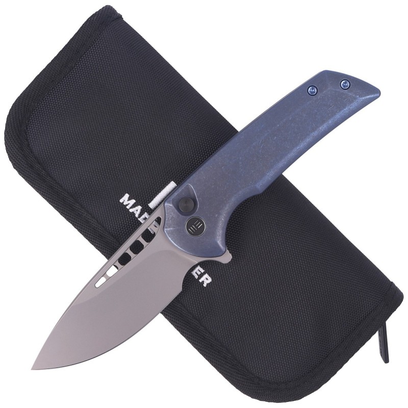 Nóż składany WE Knife Mini Malice Blue Titanium, Silver Bead Blasted CPM 20CV by Ferrum Forge (WE054BL-3)