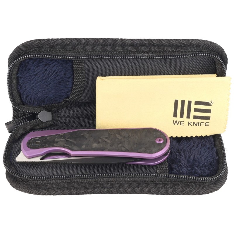 Nóż składany WE Knife Baloo Purple Titanium / Shredded Carbon Fiber, Black Stonewashed CPM 20CV by Ostap Hel (WE21033-3)