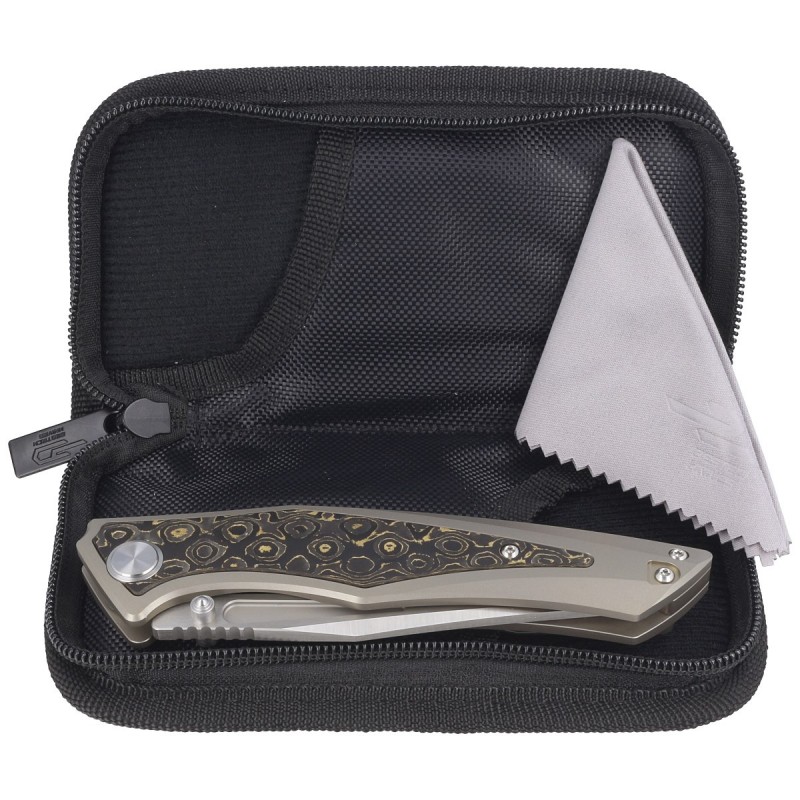 Nóż składany Bestech Togatta Light Bronze Titanium/Damascus Copper Carbon Fiber, Satin M390 by Koens Craft (BT2102G)