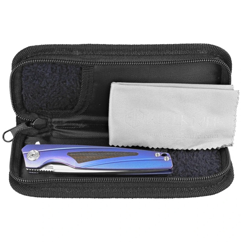 Nóż składany RikeKnife 803CH Blue Titanium/Carbon Fiber, Satin M390 by Richard Wu (RK803CH-B)