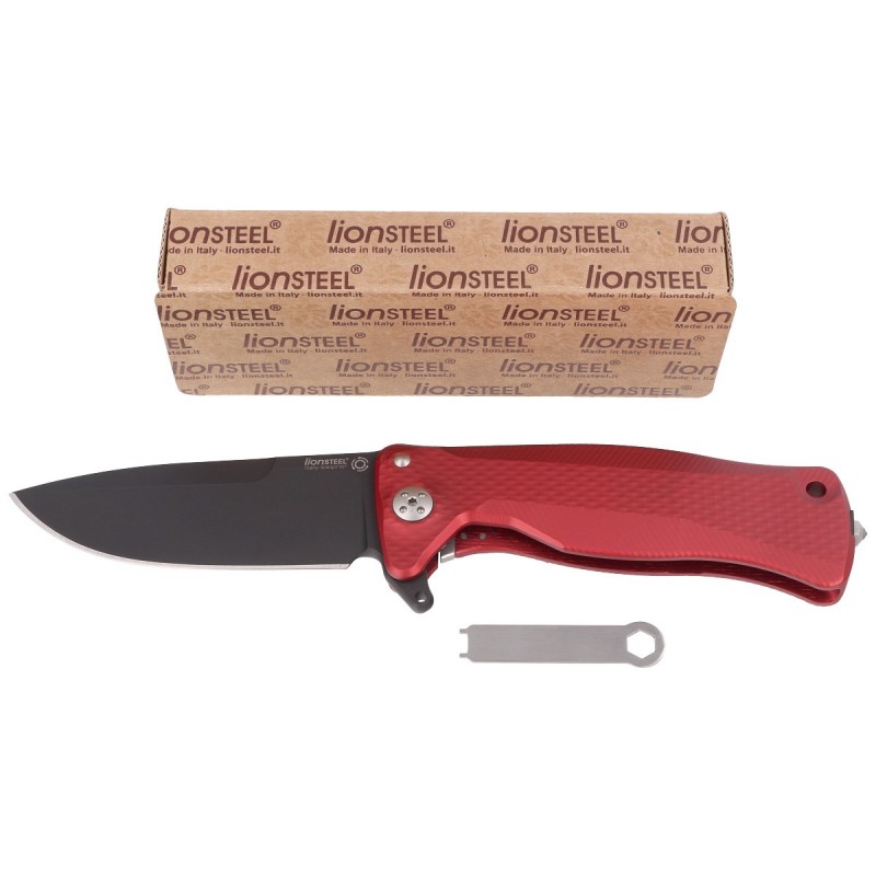 Nóż składany LionSteel SR11A Red Aluminium, Black Sleipner by Molletta (SR11A RB)