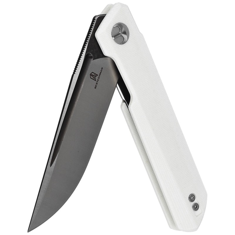 Nóż składany Bestechman Dundee White G10, Grey Titanized / Satin D2 by Ostap Hel (BMK01G)