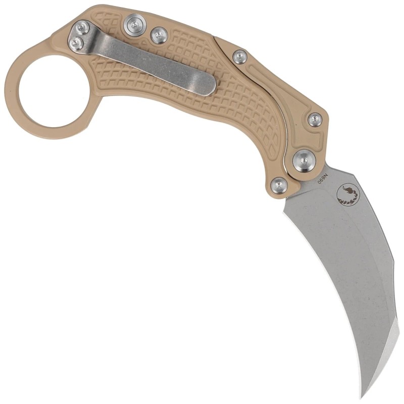 Nóż grawitacyjny Reate EXO-K Gravity Karambit Tan Aluminium, Stonewashed N690