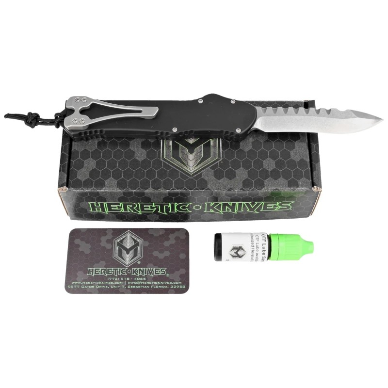 Nóż automatyczny OTF Heretic Hydra R/E Black Aluminium, Stonewashed MagnaCut by Tony Marfione Jr.