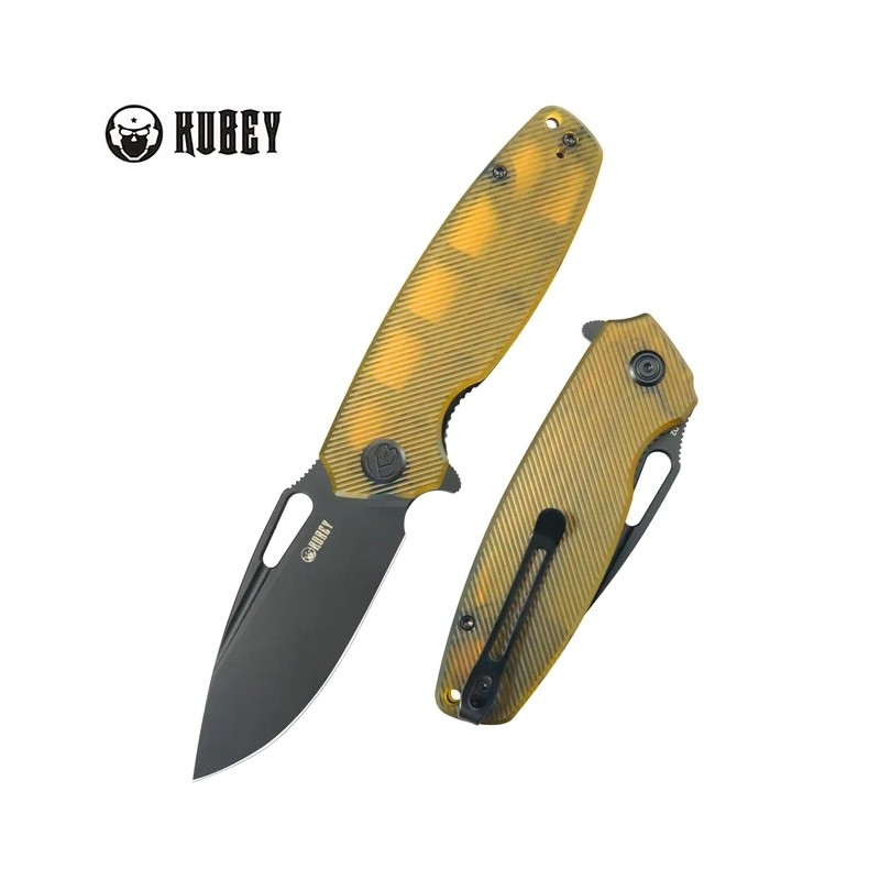 Nóż składany Kubey Tityus Ultem, Black Stonewashed D2 (KU322M)