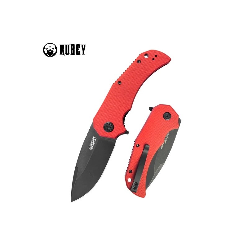 Nóż składany Kubey Bravo One Drop Point Red G10, Blackwashed AUS-10 by Mikkel Willumsen (KU319E)