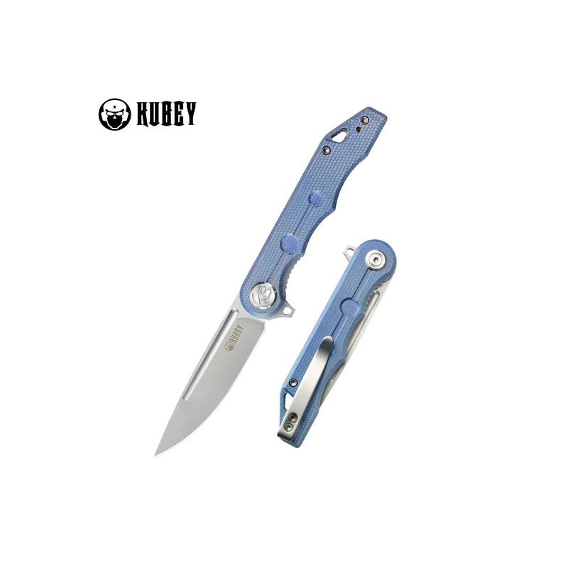 Nóż składany Kubey Mizo Blue Micarta, Bead Blasted AUS-10 by Tiguass (KU312O)